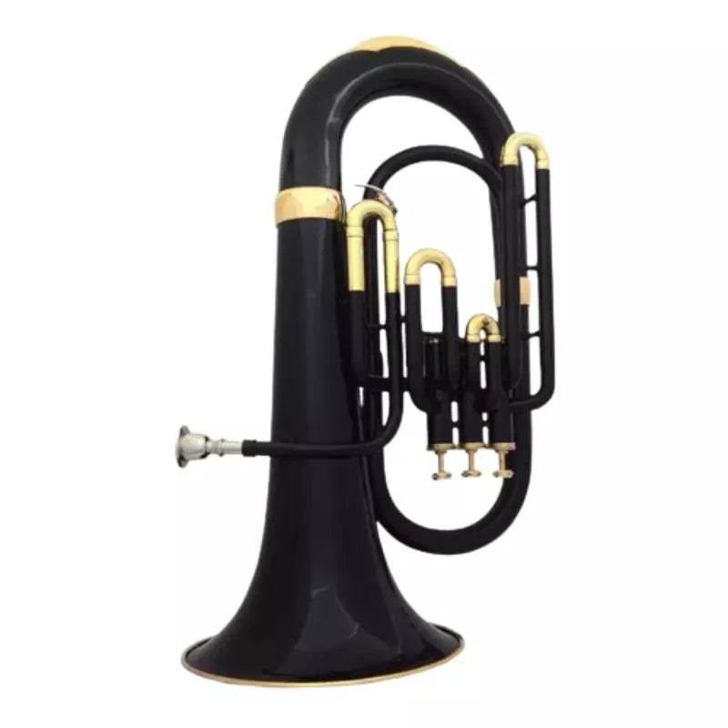 Euphonium 3 valve Brass Bb Black Lacquered+ Brass Finish By Avoxy International With Case