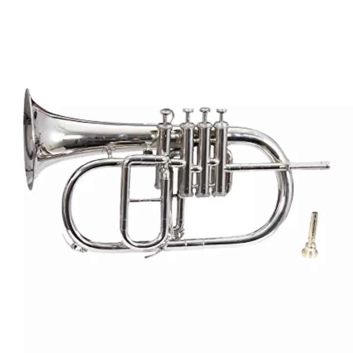 Flugelhorn Brass Bb 4 valve Nickel Plated Handmade By Avoxy International With Case+Mouthpiece