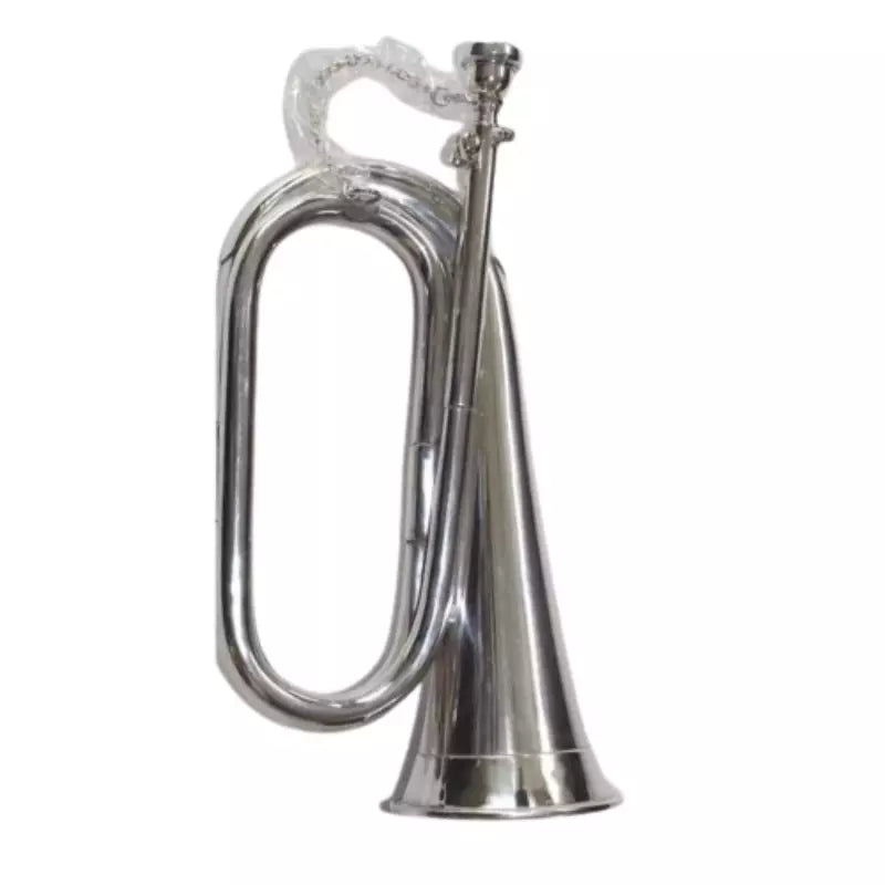 Bugle Brass Handmade Nickel Plated by Avoxy International for Scouts +Army+Students & Gifts