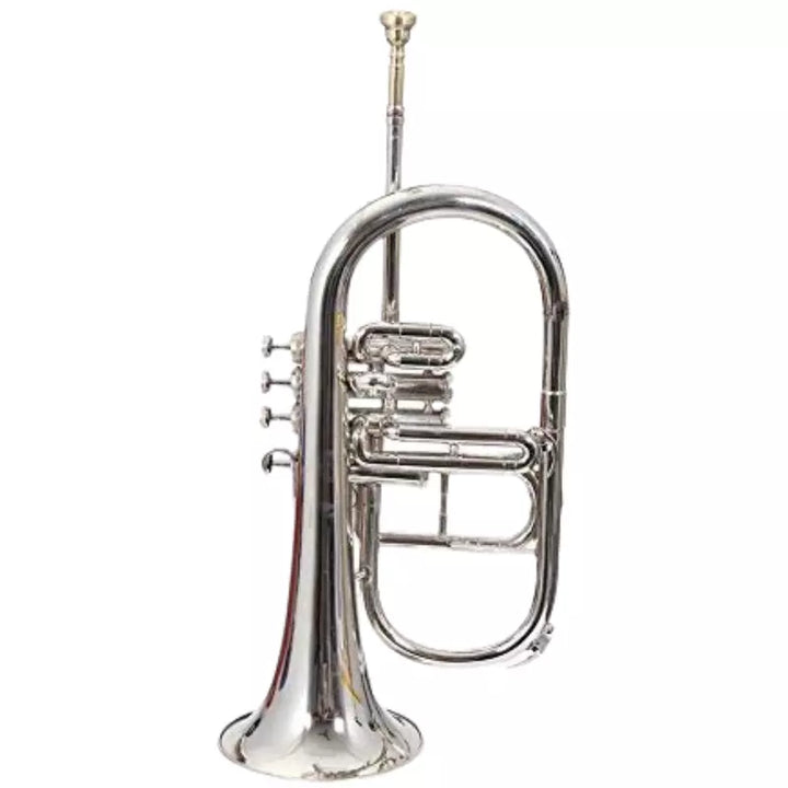 Flugelhorn Brass Bb 4 valve Nickel Plated Handmade By Avoxy International With Case+Mouthpiece