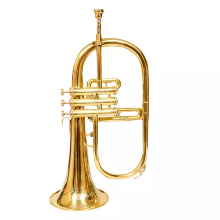 Flugelhorn Brass Bb 3 Valve Brass Finish by Avoxy International with Case+ Mouthpiece For All