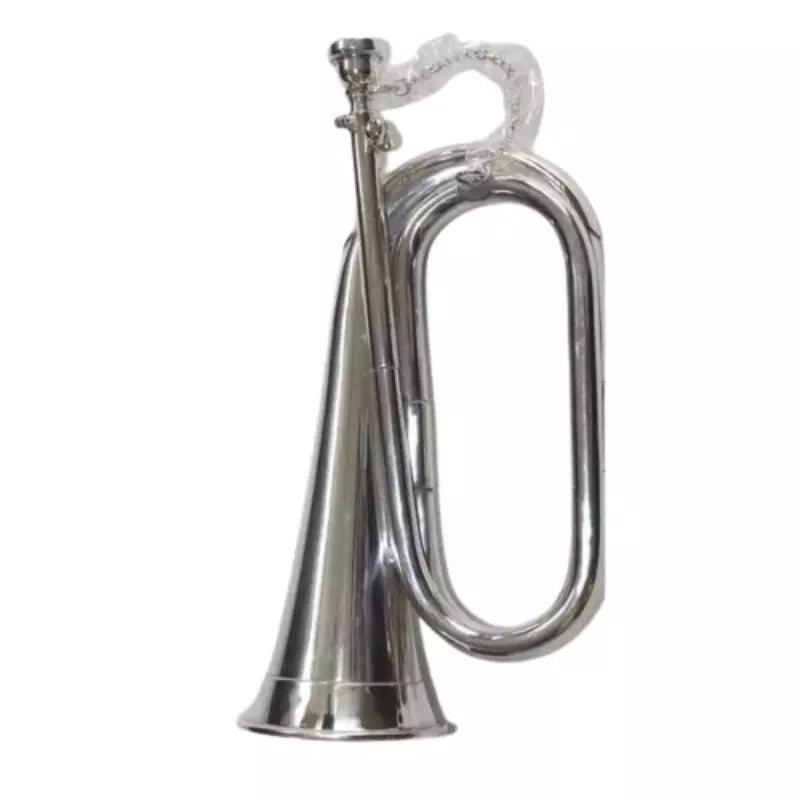 Bugle Brass Handmade Nickel Plated by Avoxy International for Scouts +Army+Students & Gifts