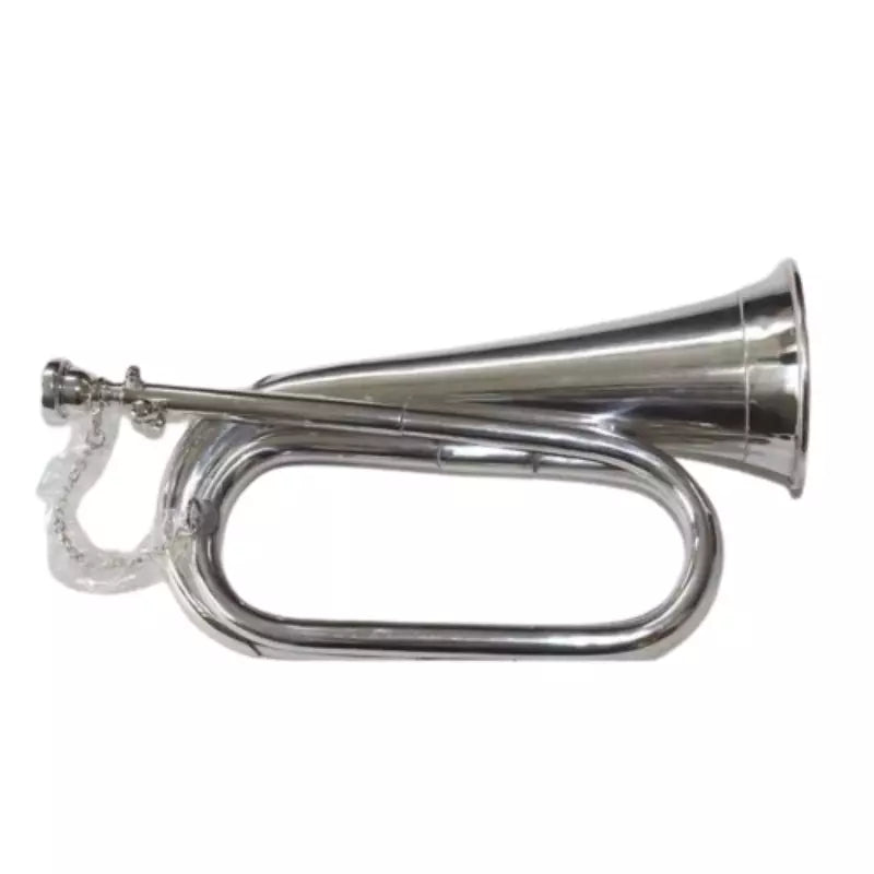 Bugle Brass Handmade Nickel Plated by Avoxy International for Scouts +Army+Students & Gifts