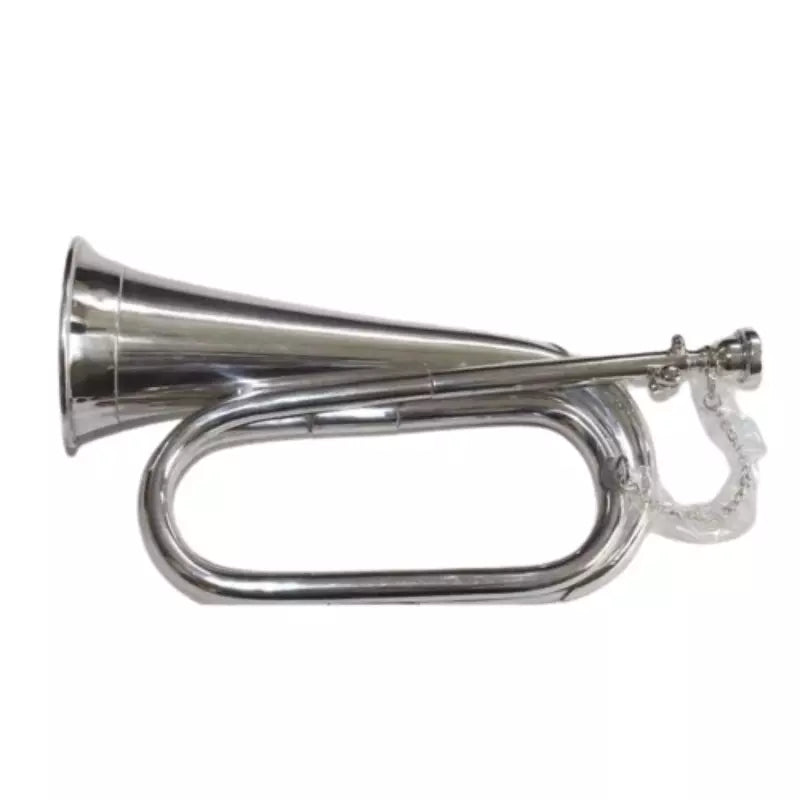 Bugle Brass Handmade Nickel Plated by Avoxy International for Scouts +Army+Students & Gifts