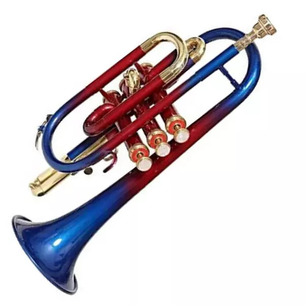 Cornet Trumpet Handmade Bb,Multi Color Lacquered+Brass Finish by Avoxy International with Case