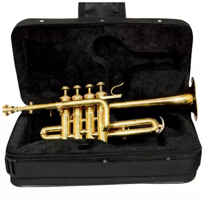 New Piccolo Trumpet Brass Handmade Bb,Brass Finish by Avoxy International with Case+Mouthpiece