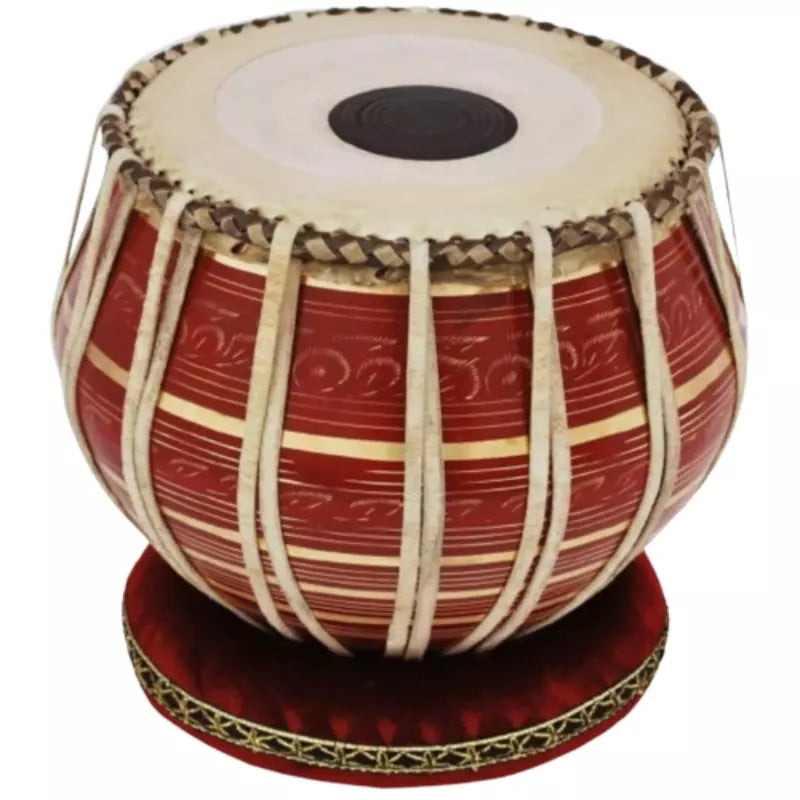 Tabla Set Brass 4 KG + Red Color, Professional+ Classic+ Folk Music Instruments