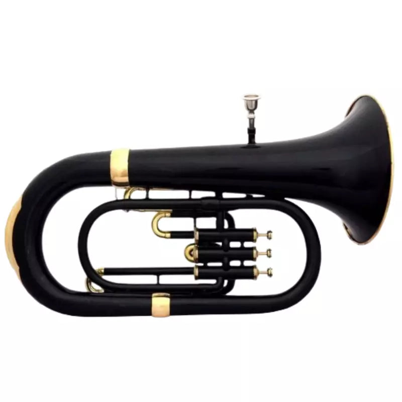 Euphonium 3 valve Brass Bb Black Lacquered+ Brass Finish By Avoxy International With Case