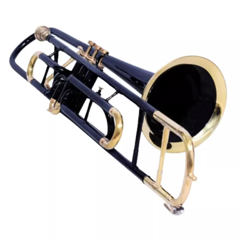 Trombone New Bb Black+Brass Finish Handmade By Avoxy International With Hard Case+Mouthpiece.