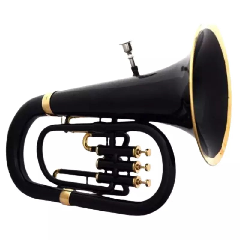 Euphonium 3 valve Brass Bb Black Lacquered+ Brass Finish By Avoxy International With Case