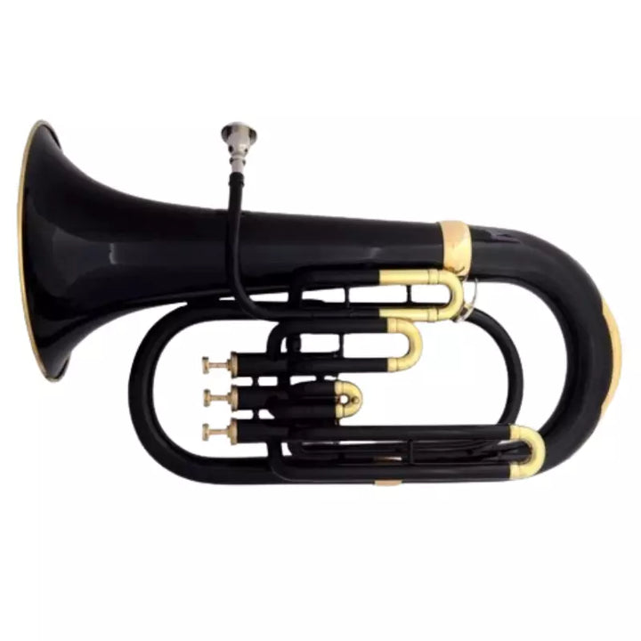 Euphonium 3 valve Brass Bb Black Lacquered+ Brass Finish By Avoxy International With Case