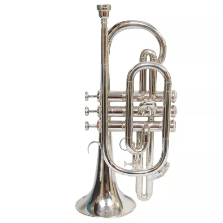 New Cornet Trumpet Handmade Bb, Nickel Plated by Avoxy International with Case+Mouthpiece